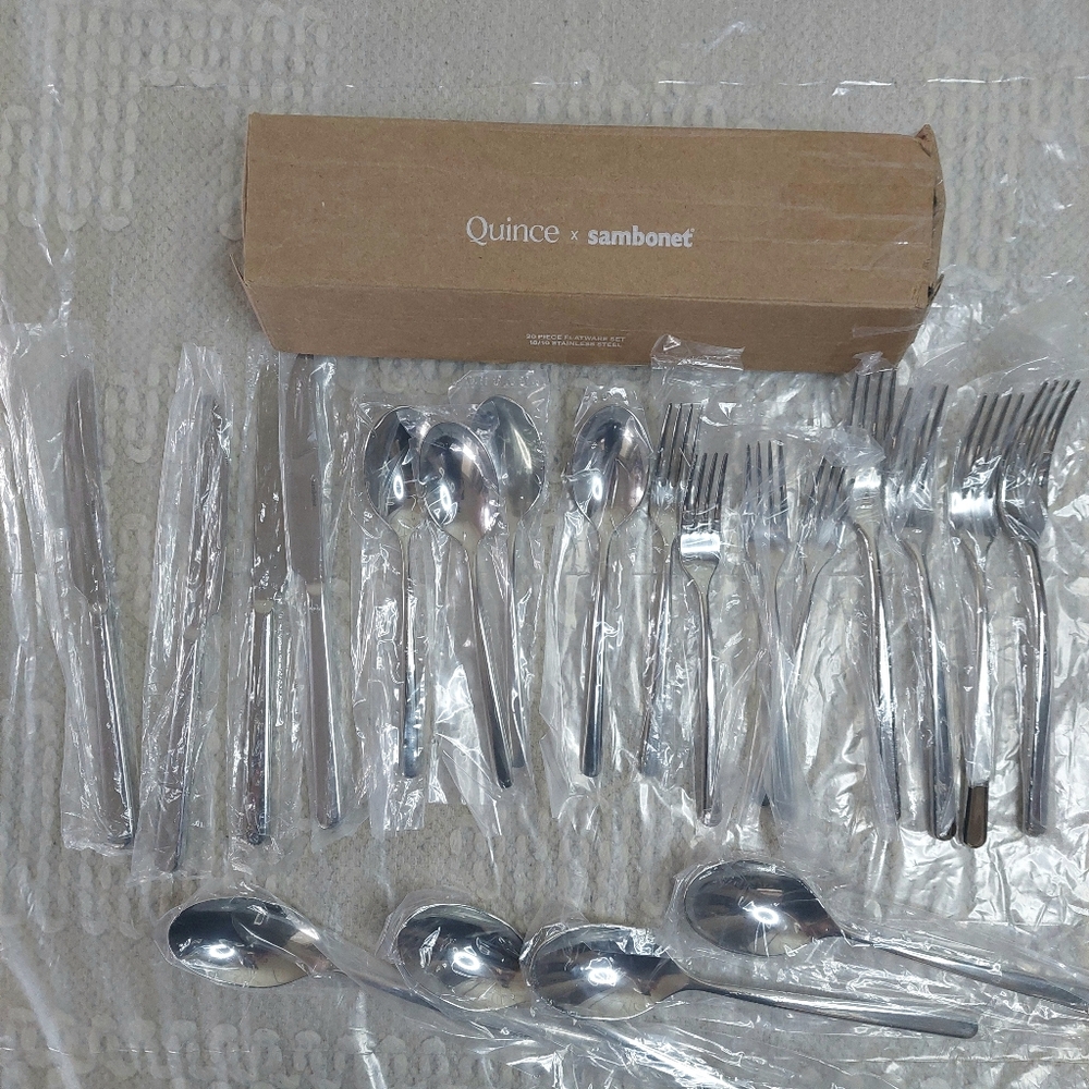 NEW! Quince- Sambonet Gia Minimalist 40 Piece Stainless Steel Flatware Set! (9) - Picture 5 of 12